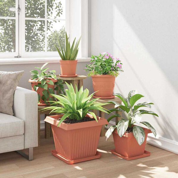 vidaXL Quadratischer Blumentopf 24 pcs Ziegelrot 38 x 38 x 30 cm