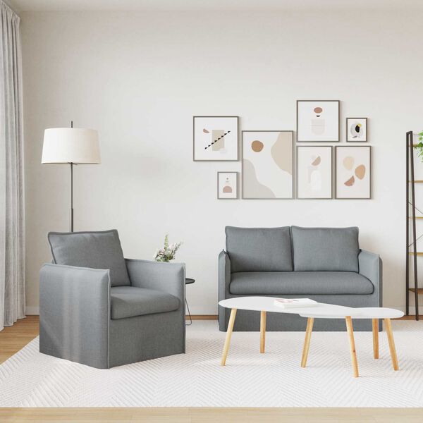 vidaXL Sofa 2 pcs Hellgrau
