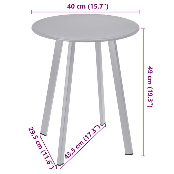 ProGarden Beistelltisch 40x49 cm Matt-Grau