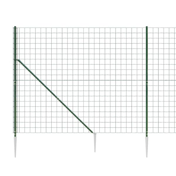 vidaXL Maschendrahtzaun mit Bodenh&uuml;lsen Gr&uuml;n 1,6x10 m