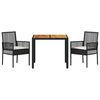 vidaXL Garten Essgruppe 3 pcs Schwarz Poly-Rattan