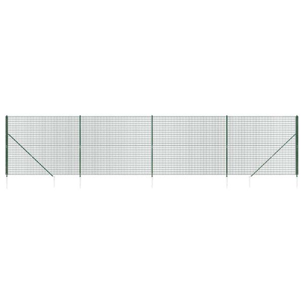 vidaXL Maschendrahtzaun mit Bodenh&uuml;lsen Gr&uuml;n 1,4x10 m