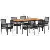 vidaXL Garten Essgruppe 7 pcs Schwarz Poly-Rattan