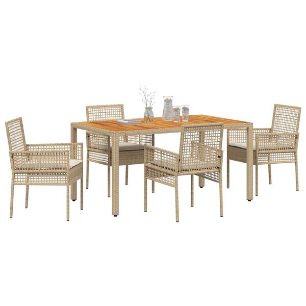 vidaXL Garten Essgruppe 5 pcs Beige Poly-Rattan