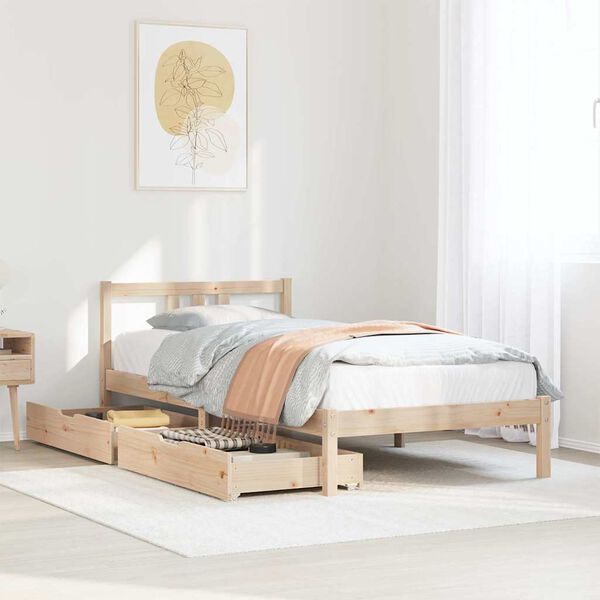 vidaXL Massivholzbett ohne Matratze 75x190 cm Kiefernholz