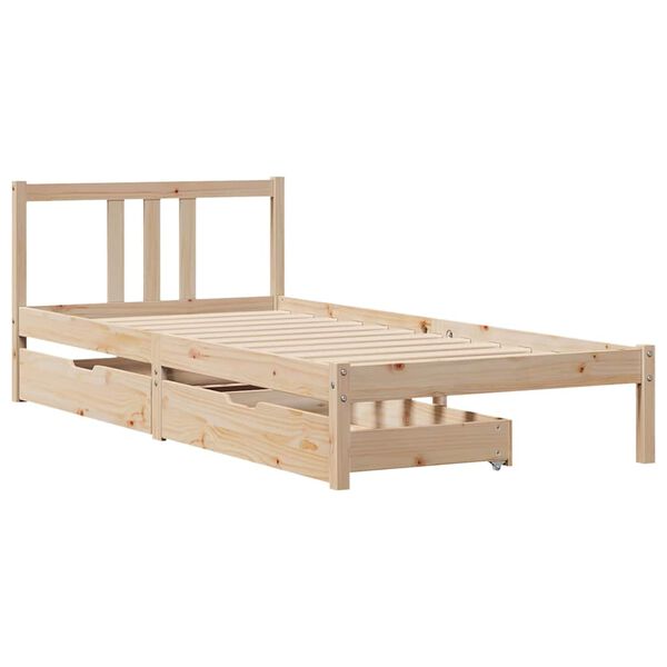 vidaXL Massivholzbett ohne Matratze 75x190 cm Kiefernholz