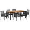 vidaXL Garten Essgruppe 7 pcs Schwarz Poly-Rattan