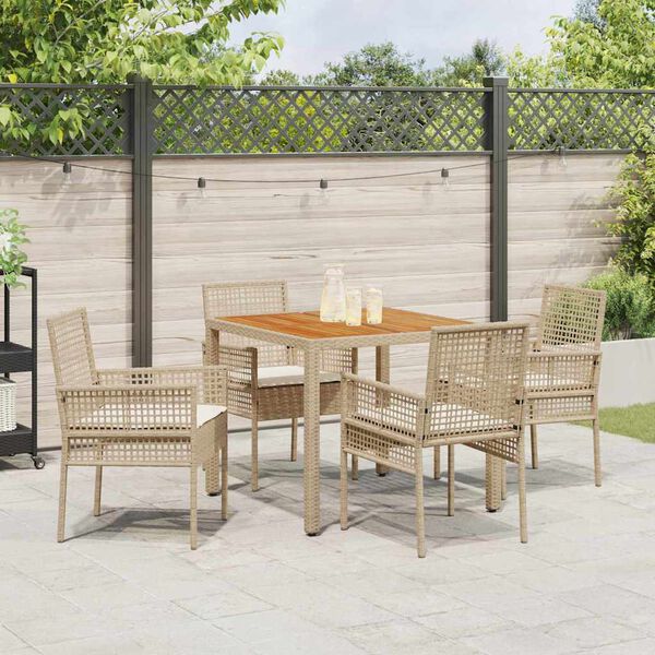 vidaXL Garten Essgruppe 5 pcs Beige Poly-Rattan