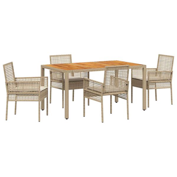 vidaXL Garten Essgruppe 5 pcs Beige Poly-Rattan