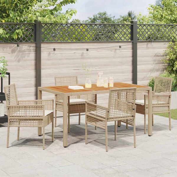 vidaXL Garten Essgruppe 5 pcs Beige Poly-Rattan