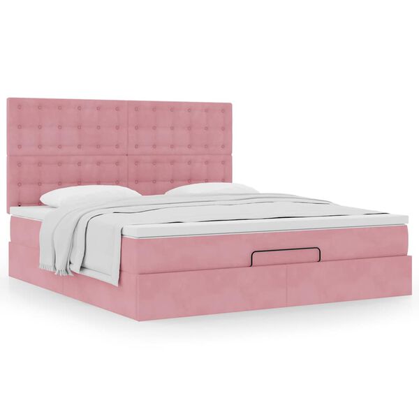 vidaXL Ottoman-Bett mit Matratzen Rosa 160x200 cm Samt