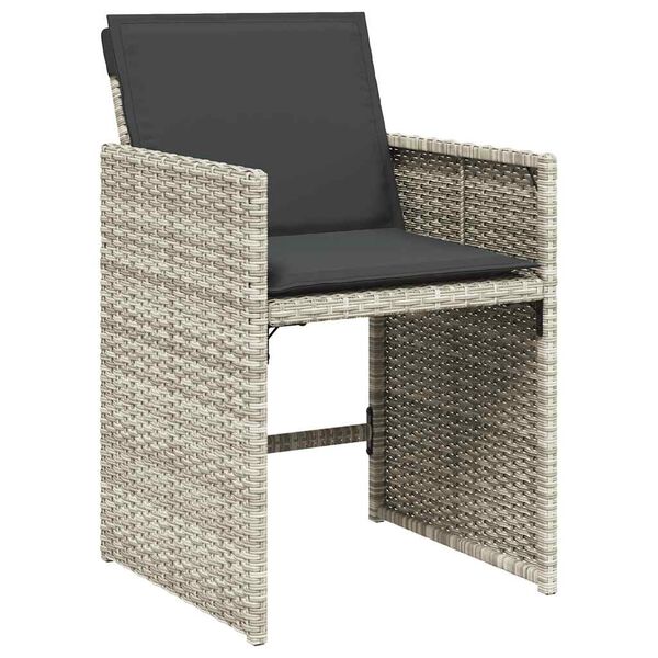 vidaXL Gartenst&uuml;hle mit Kissen 4 Stk. Hellgrau Poly Rattan