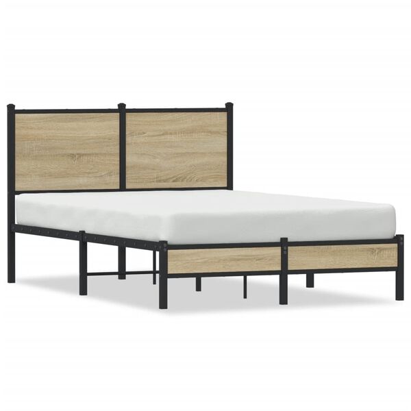 vidaXL Metallbett ohne Matratze Sonoma-Eiche 120x190 cm