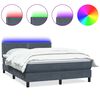 vidaXL Boxspringbett mit Matratze & LED Dunkelgrau 140x210 cm Samt
