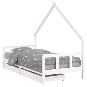 vidaXL Kinderbett mit Schubladen Wei&szlig; 90x190 cm Massivholz Kiefer