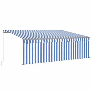 vidaXL Markise Manuell Einziehbar mit Rollo 4x3 m Blau & Wei&szlig;