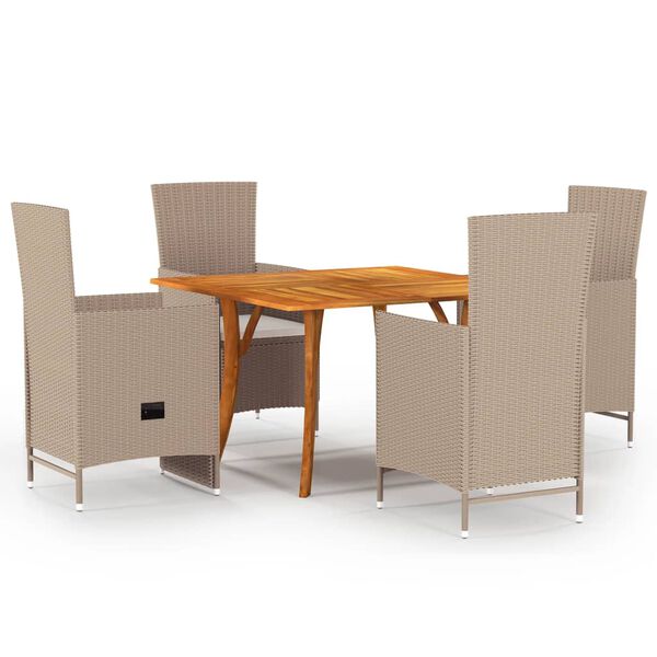 vidaXL 5-tlg. Garten-Essgruppe Beige