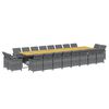 vidaXL 21-tlg. Garten-Essgruppe mit Kissen Grau Poly Rattan