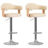 vidaXL Barhocker 2 Stk. Creme Bugholz und Kunstleder