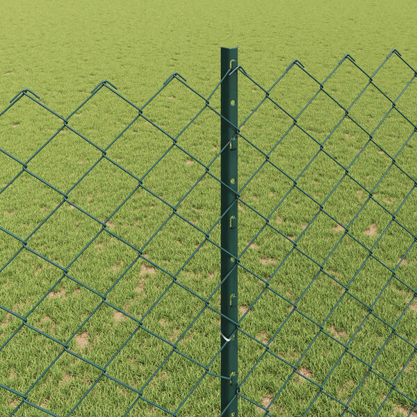 vidaXL Zaun mit Pfosten Gr&uuml;n 1.6 x 25 m Stahl und PVC