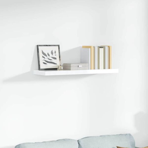 vidaXL Schweberegal Hochglanz-Wei&szlig; 90x23,5x3,8 cm MDF