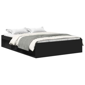 vidaXL Bettgestell Schwarz 135x190 cm