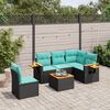 vidaXL 6-tlg. Garten-Sofagarnitur mit Kissen Schwarz Poly Rattan
