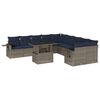 vidaXL 11-teiliges Gartensofa-Set mit Kissen, grau, Polyrattan