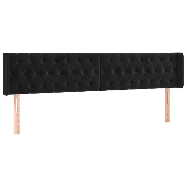vidaXL Kopfteil mit Ohren Schwarz 183x16x78/88 cm Samt
