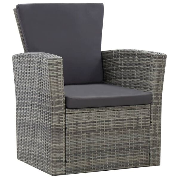 vidaXL 4-tlg. Garten-Lounge-Set mit Kissen Poly Rattan Grau