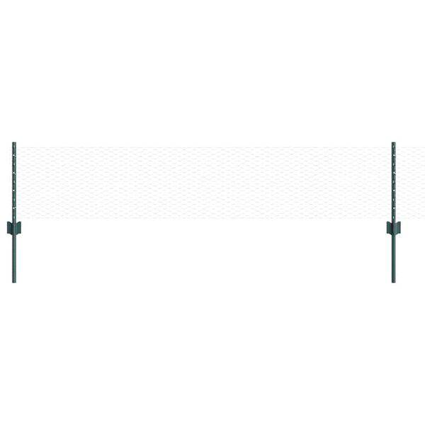 vidaXL Zaun mit Pfosten Gr&uuml;n 0,4 x 50 m Stahl und PVC