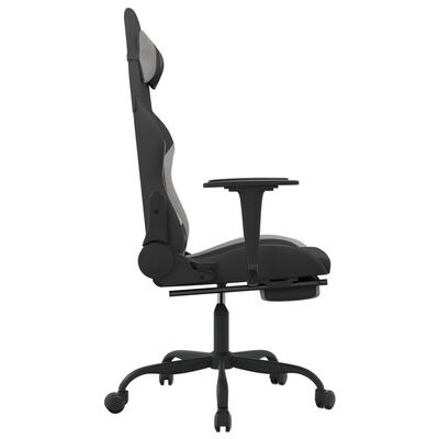 vidaXL Gaming-Stuhl mit Massage & Fußstütze Schwarz und Hellgrau Stoff