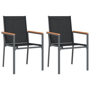 vidaXL Gartenst&uuml;hle 2 Stk. Schwarz 55x61,5x90 cm Textilene und Stahl