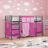 vidaXL Kinder Loft Bettgestell mit Vorh&auml;ngen Schwarz und Pink