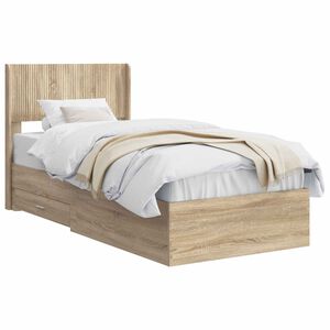 vidaXL Bettgestell mit Stauraum und Kopfteil Sonoma-Eiche 90 x 190 cm