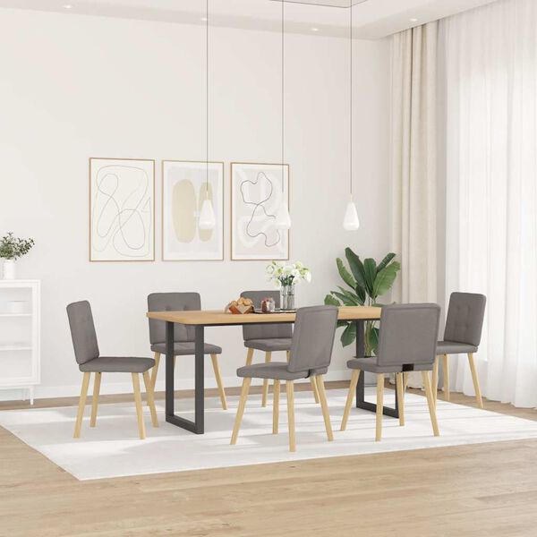 vidaXL Esszimmerst&uuml;hle 6 Stk. Taupe Stoff