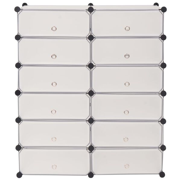 vidaXL Schuh-Organizer Zusammenklappbar mit 12 F&auml;chern Wei&szlig;