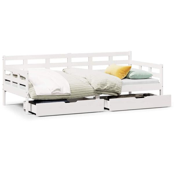 vidaXL Tagesbett mit Schubladen Wei&szlig; 90x190 cm Kiefernholz