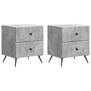 vidaXL Nachttisch 2 Stk. Betongrau 43 x 34,5 x 47,5 cm Holzwerkstoff