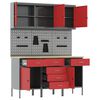 vidaXL Werkbank mit Schubladen 8 pcs Rot Ingenieure Holz und Stahl