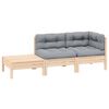 vidaXL 3-tlg. Garten-Lounge-Set mit Grauen Kissen Kiefer Massivholz