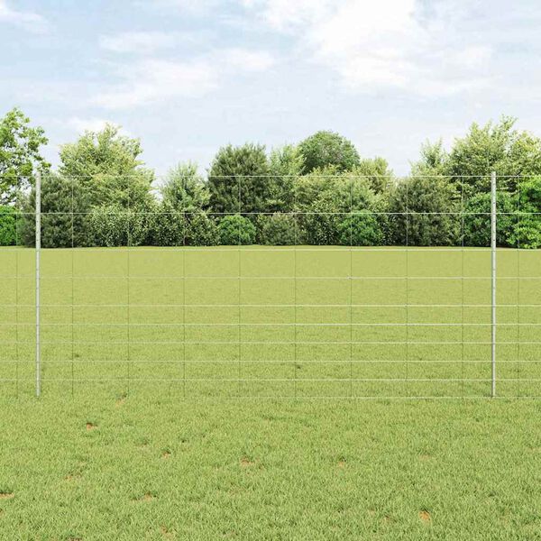vidaXL Zaun mit Pfosten Silber 1,2 x 25 m Stahl