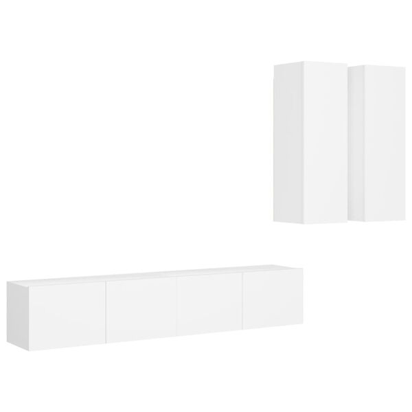 vidaXL 4-tlg. TV-Schrank-Set Wei&szlig; Holzwerkstoff