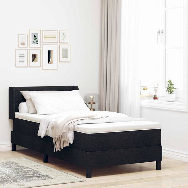 vidaXL Boxspringbett mit Matratze Schwarz 200 x 90 cm Stoff