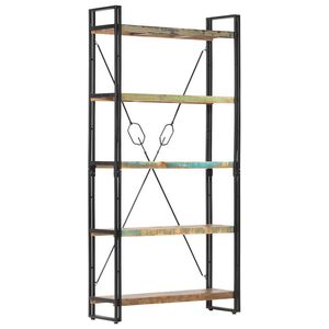 vidaXL B&uuml;cherregal 5 F&auml;cher 90x30x180 cm Altholz Massiv