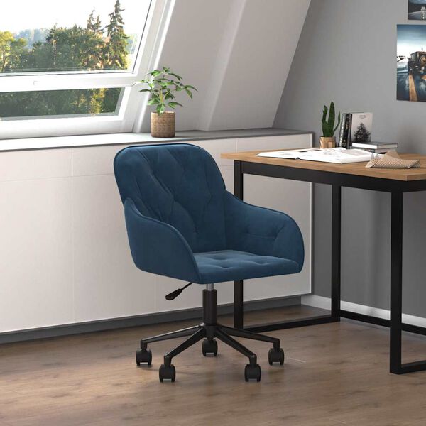 vidaXL B&uuml;rostuhl Drehbar Blau Samt