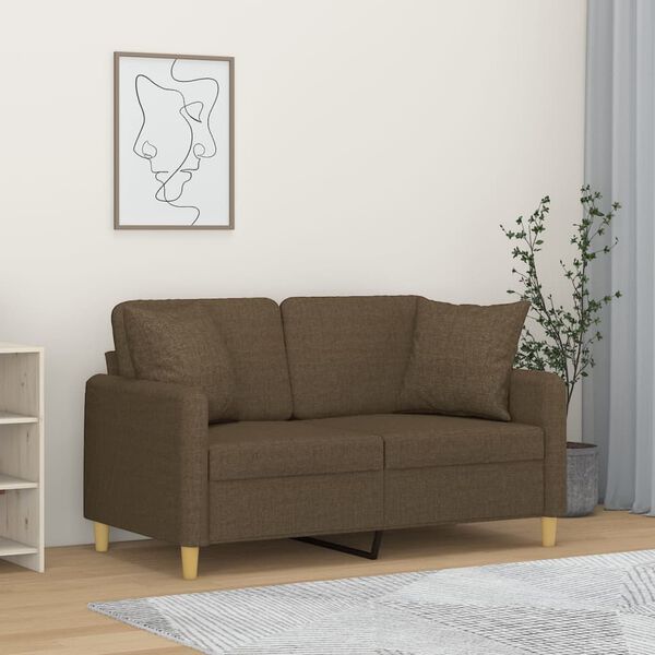 vidaXL 2-Sitzer-Sofa mit Kissen Braun 120 cm Stoff