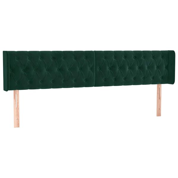 vidaXL Kopfteil mit Ohren Dunkelgr&uuml;n 183x16x78/88 cm Samt