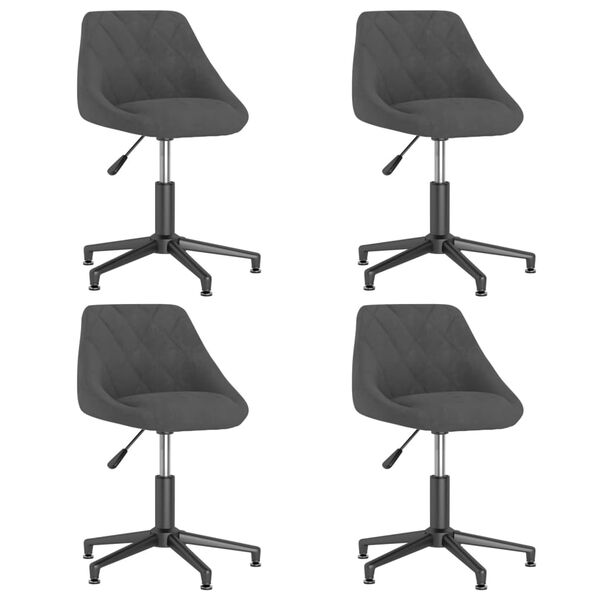 vidaXL Esszimmerst&uuml;hle 4 Stk. Drehbar Dunkelgrau Samt