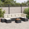 vidaXL Garten-Sofa-Set mit Kissen 8 pcs Schwarz Poly Rattan